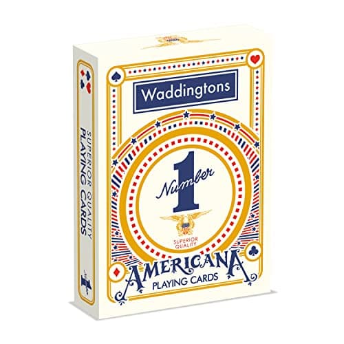 Image of Waddingtons Number 1 Americana Playing Card Game, classic deck of cards associated with the Stars and Stripes, play poker, rummy, solitaire or snap, gift and toy for boys girls and adults aged 4 plus