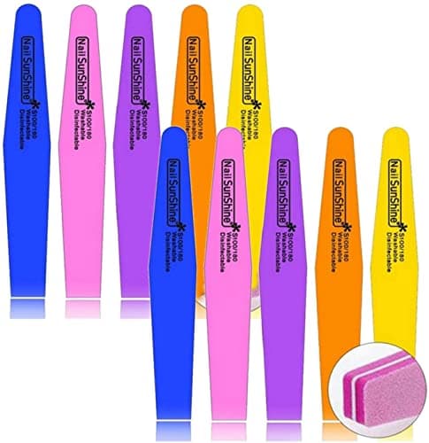 Image of 10pcs Mix Color Sunshine Nail File Sponge Diamond Nail Buffer File Washable 100/180 Nail Buffer for Nail Finger Polish, Multicolor