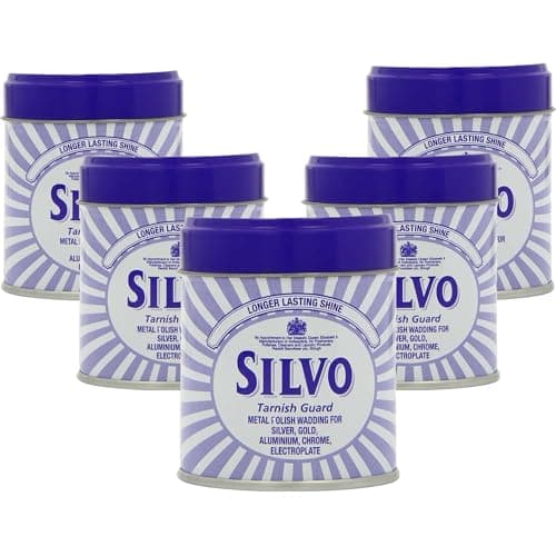 Image of Silvo Tarnish Guard Metal Polish Wadding for Silver, Gold, Aluminum & Chrome | Longer Lasting Shine | Pack of 5 (75g Each)