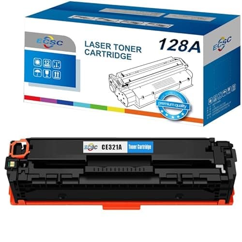 Image of ECSC Toner Cartridge CE321A For Printer, Compatible With HP LaserJet Pro CM1415fn CM1415fnw CP1525n CP1525nw (Cyan, 1-Pack)