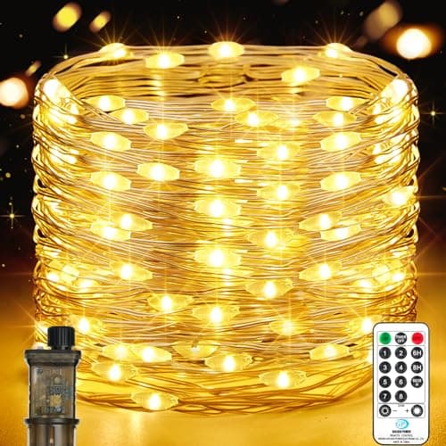 Image of Fairy Lights Plug in, 23M 200 LED Copper Wire String Lights Mains Powered with Timer 8 Modes Waterproof for Indoor Outdoor Christmas Tree Bedroom Wedding Decoration (1 Pack, Warm White)