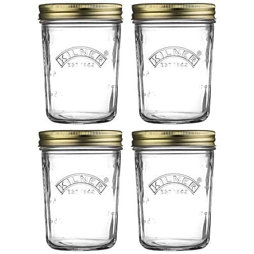 Image of Kilner Wide Mouth Screw Top Lid Preserving Glass Jar 0.35 Litre Transparent (Pack of 4)