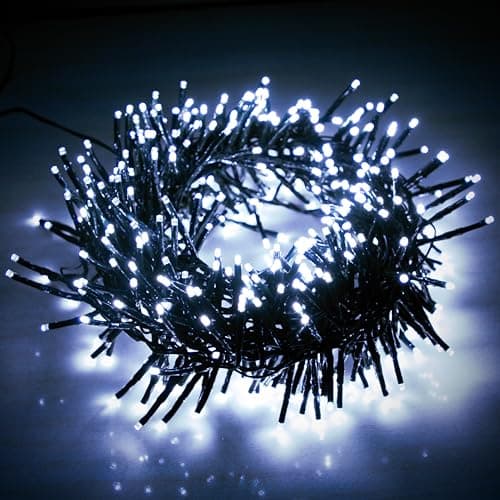 Image of EcoNour Christmas Tree Cluster Lights - 2000 LED - Cool White - 6 Hours Timer, 8 Lighting Modes, Plug-in, Waterproof for Indoor & Outdoor Use - 20m Lit Length