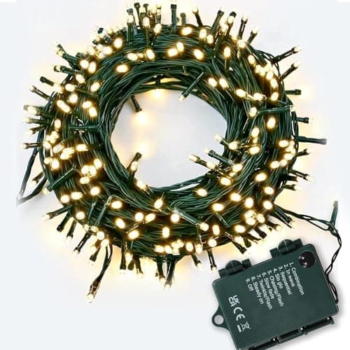 Image of SHATCHI 200 Warm White LEDs Battery Operated Fairy Lights Waterproof Indoor/Outdoor 8 Changing Modes Timer Christmas Wedding Party Birthday Decorations
