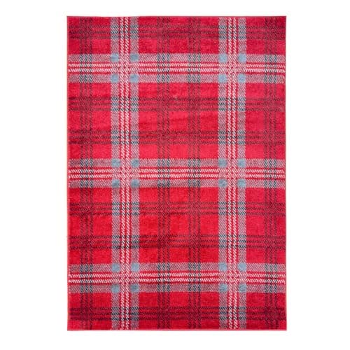 Image of Home Republic Classic Tartan Check Area Rug for Living Room Bedroom Anti-Skid Backing modern Highland Check (Red, 160 x 230 cms)