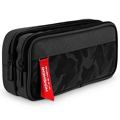 Image of TOYESS Large Pencil Case for Boys and Girls, Lightweight Triple Pockets Pencil Cases with Big Compartments for School Stationary, Camouflage Black