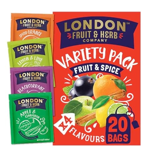 Image of London Fruit & Herb Variety Pack Tea, Fruit & Spice Infusions, 20 Teabags – Assorted Caffeine-Free Flavours Including Raspberry, Apple Cinnamon, Orange Spice, and More