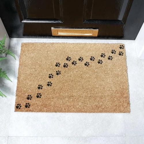 Image of Artsy Mats - Paw Print Coir Doormat - Made from Tufted Coconut Fibre - Non-Slip Natural Rubber Backed Doormats Indoor - Heavy Duty, Decorative OutDoormats, (60x40cm)