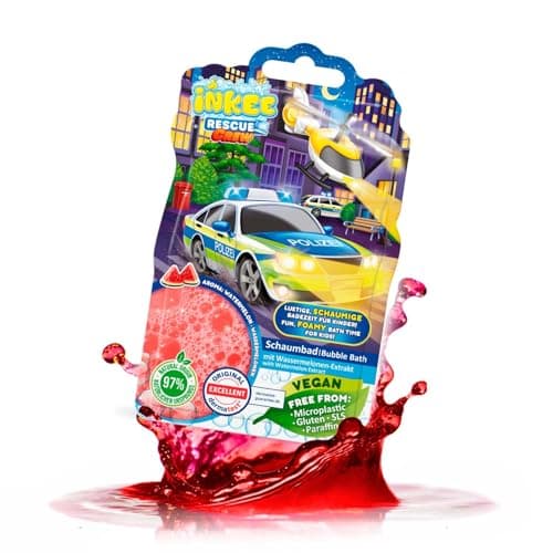 Image of INKEE Bubble Bath Liquid Rescue Crew – Colour-Changing Kids Bubble Bath Sensitive Skin with Watermelon Scent, Red, 40 g Bag
