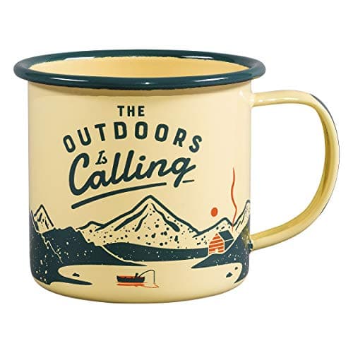 Image of Gentlemen's Hardware GEN321 Enamel Mug Outdoors, Yellow