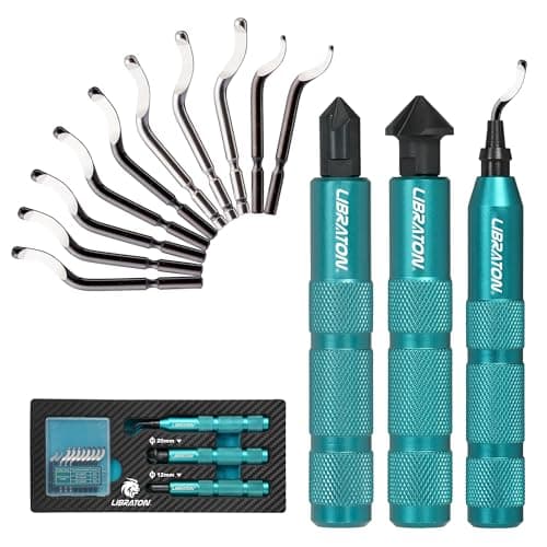 Image of LIBRATON Deburring Tool, Countersink Hand Reamers, with 10 HSS Blades, 360 Degree Swivel Hand Debur Tool for Metal, Resin, PVC, Copper, Plastic, 3D Printing, Wood, Deburring & Chamfering Reamer Tool