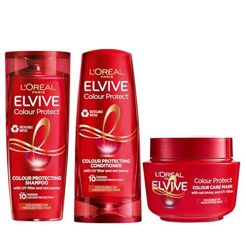 Image of L'Oréal Paris Elvive Colour Protect Routine for Coloured, Highlighted Hair, Prolongs Colour Vibrancy, Silicone Free, Shampoo 400ml, Conditioner 300ml, Mask 300ml Set