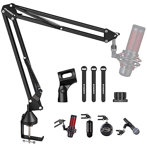 Image of Microphone Boom Arm,Aokeo AK-35 Desk Adjustable Compact Mic Suspension Boom Scissor Arm Stand For Blue Yeti,Snowball iCE, HyperX QuadCast,SoloCast,Elgato Wave,Etc