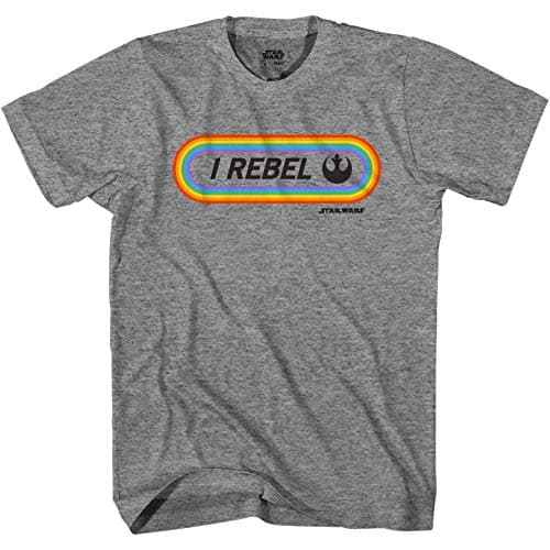 Image of Rebel Rainbow Alliance Rebellion Tee The Last Jedi Luke Rey Princess Leia Chewbacca Finn R2D2 BB8 Adult Mens Graphic T-Shirt Apparel (Black, XX-Large)