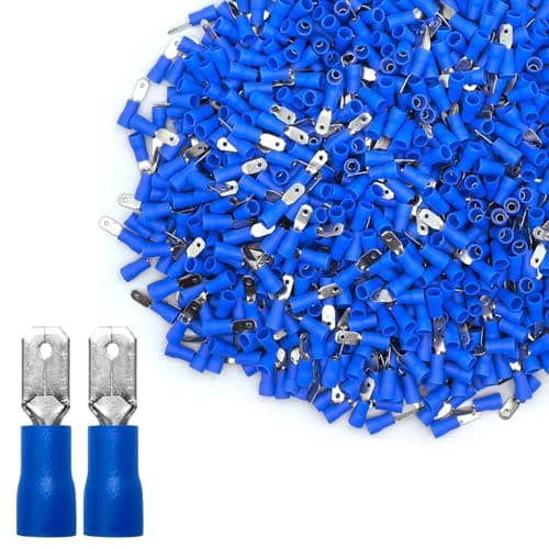 Image of 1000PCS 4.8mm 0.187" Quick Disconnect Spade Terminals,16-14AWG Vinyl Insulated Crimp Male Wire Connectors (16-14awg（Male） Blue, 4.8mm 0.187"（1000PCS）)