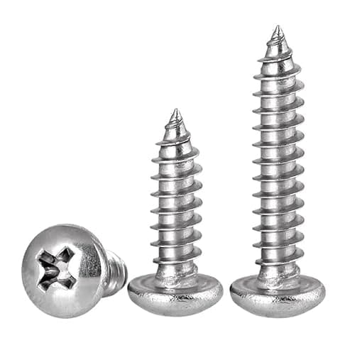 Image of FandWay 125Pcs Self Tapping Screws 304 Stainless Steel,M3 Small Wood Screws Kit,Round Head Self Drilling Screw,Pan Head Sheet Metal Screw Phillips Drive for DIY WoodWork Repairs.
