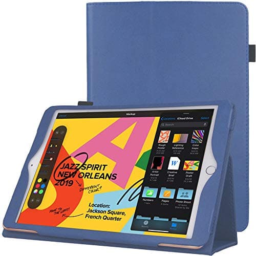 Image of TECHGEAR Leather Case for Apple iPad 10.2" 2021/2020 / 2019 [9th / 8th / 7th Generation] Premium PU Leather Slim Folio Case Cover with Stand, Hand Strap & Auto Sleep/Wake Function [Light Blue]