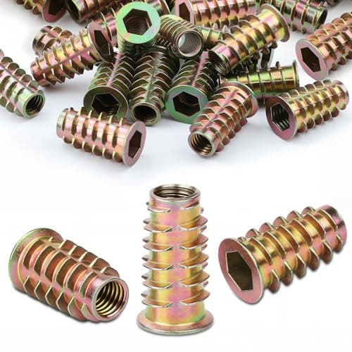 Image of 30 PCS Threaded Inserts M5 (5MM) X 13MM Threaded Inserts for Wood M5 Threaded Insert Premium Zinc Alloy Insert Nuts Hex Drive Head for Wood Furniture Carpenter DIY and Many Project