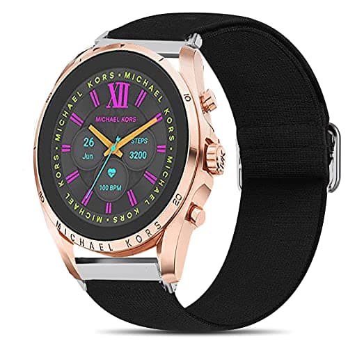 Image of Giaogor Compatible for Michael Kors Gen 6 Band, Stretch Elastics Nylon Adjustable Strap Compatible for Michael Kors Gen 6 Bradshaw Smartwatch/MK Gen 6 Bradshaw 2021 (Black)