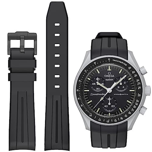 Image of BONACE Strap for Omega x Swatch MoonSwatch Watch, 20mm Soft Rubber Curved No Gap Moonswatch Strap for Men & Women