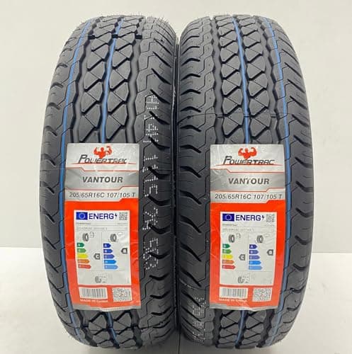 Image of 2 X 205 65 16C POWERTRAC COMMERCIAL 205/65R16C 107/105T 8PR AMAZING C & B RATED LABELS M+S TYRES 2056516C, 2056516