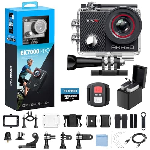 Image of AKASO EK7000 Pro 4K Action Camera with 128GB microSDXC Memory Card - Touch Screen EIS Adjustable View Angle 40m Waterproof Underwater Camera Remote Control Helmet Camera with Accessories Kit