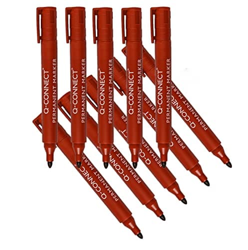 Image of Q-Connect Permanent Marker Pen Bullet Tip Red (Pack of 10)