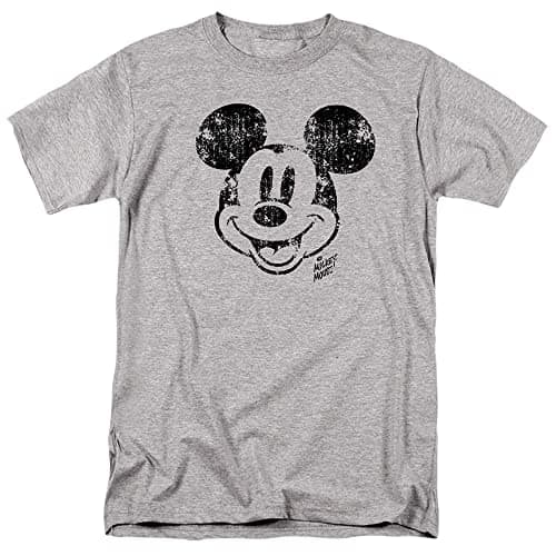 Image of Cotton Soul Disney Mickey Mouse Face Distress Unisex T Shirt, Grey Heather, Small