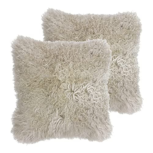 Image of Riva Paoletti Mongolian Twin Pack Polyester Filled Cushions, Oatmeal, 40 x 40cm