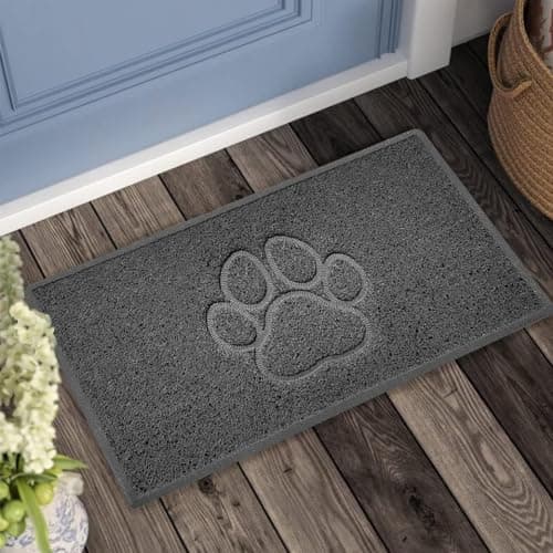 Image of Nicoman Paw Embossed Shape Outdoor Only Dirt-Trapper Door Mat Washable Barrier Heavy Duty Doormat - (Drainage Open-Back, Small, Grey, 60 x 40cm)