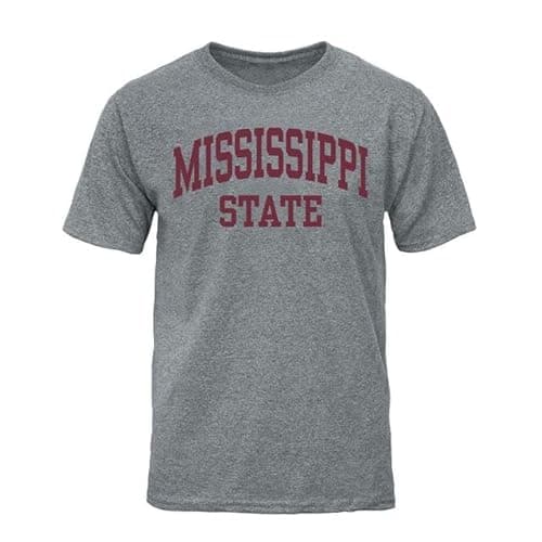 Image of Ivysport Short Sleeve Adult Grey T-Shirt with Classic Arch Logo, Grey, Unisex, Mississippi State Bulldogs - Charcoal Grey, XXL