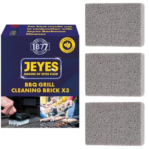 Image of Jeyes BBQ Grill Cleaner Bricks (Pack of 3) – Chemical-Free BBQ Cleaning Kit for Outdoor Grills – Brick Size: 10 x 4 x 7cm – Tackles Burnt-On Grease & Grime Fast – Reliable, Effective Deep Cleaning