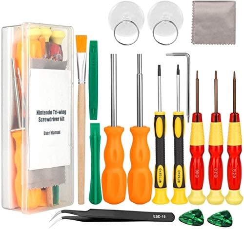 Image of POFET17pcs Triwing Screwdriver for NS Switch and Gaming Devices, 3DS, XL 2DS, NES, SNES Classic, Wii Consoles/NDS/NDSL/GBA Precision Screw Driver Game Bit Set