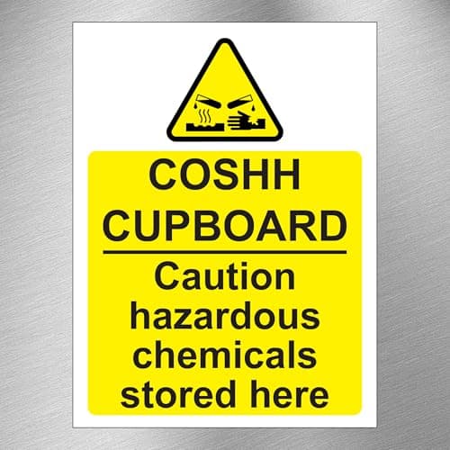 Image of Pack of 8 COSHH Stickers Self Adhesive (150 X 200 MM) COSHH Cupboard Waterproof Signs Sticker
