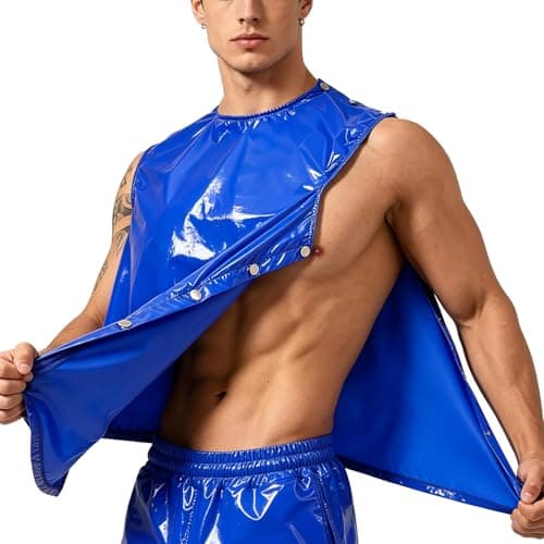 Image of CHICTRY Men Workout Enhancing Vest Gym Shirt Loose Fit O Neck Full Tear Away Sleeveless Tank Tops Royal Blue S