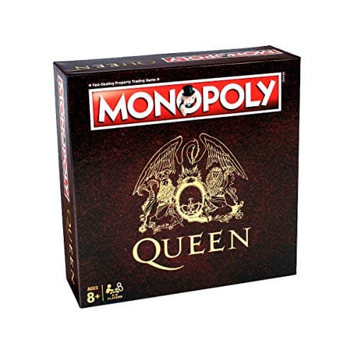 Image of Winning Moves Queen Monopoly Board Game, Advance to Wembley, Hyde Park, The Forum Los Angeles, Take your chances with A Kind of Magic and In the Lap of the Gods cards, gift for players aged 8 plus