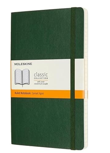 Image of Moleskine Classic Notebook, Notebook With Squared Pages, Soft Cover and Elastic Closure, Myrtle Green, Large, 13 x 21 cm, 192 Pages