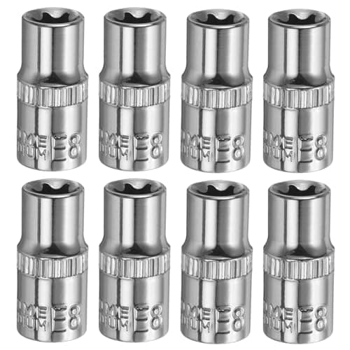 Image of sourcing map 8pcs E-Torx Socket 1/4" Drive E8 External Torx Deep Socket CR-V 6 Point Spline Socket Star Female Bit Socket for Auto Repairs Home Maintenance DIY Hand-Making 1" Length