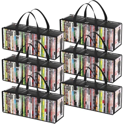 Image of Lifewit DVD Storage Cases, Clear PVC DVD Organizer Boxes with Handles and Zipper, Media Holder Bags for Blu Ray Disc, Movie Case, Video Game Disks, Albums, Books, Hold up to 210 DVDs (35 Each), 6 Pcs