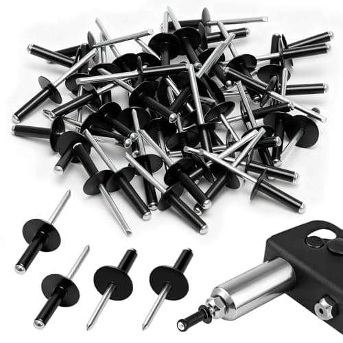 Image of 50 PCS Pop Rivets, Large Flange Blind Rivets 4.8mm x 20mm, Aluminium Dome Head Black Rivets for Metal, Furniture, Wood, Plastic, Automotive DIY and Marine Use