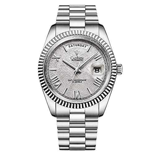 Image of Cadisen Automatic Mechanical Watch Men Swimming 10Bar Waterproof Screw Crown 8285 Movement Stainless Steel Case Watches, Grey