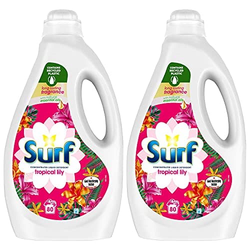 Image of 2 Pack of Surf Tropical Oasis Biological Liquid Detergent with exotic Fragrance, 2.16 Liters 80 Washes, An exotic blend of Tropical Lily and Ylang Ylang!