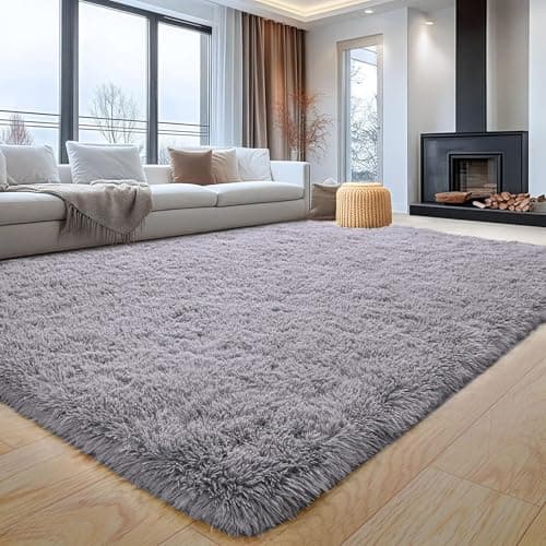 Image of Aspire Homeware Rugs Living Room 120 x 170 - Grey Fluffy Area Rugs for Bedroom Super Soft Large Modern Shaggy Rug Non Slip Thick Pile