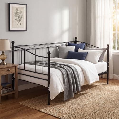 Image of Panana Black 3FT Single Metal Frame Day Bed Living Room Guest Room Bed For Adults & Kids (Black, Daybed)