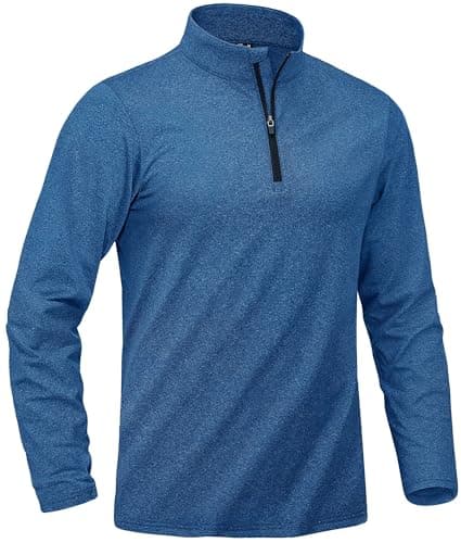 Image of KEFITEVD Men's 1/4 Zip Pullovers Fleece Lined Thermal Long Sleeve Moisture Wicking Slim Fit Training Top,Mid Blue,XL