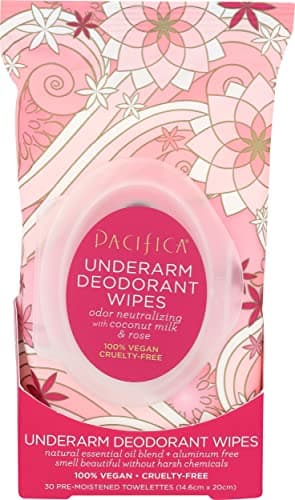 Image of PACIFICA Underarm Deodorant Wipes - Coconut Milk and Rose for Women 30 Pc Wipes