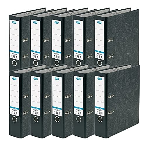 Image of Elba A4 Lever Arch Files, Black Cloud Effect, Durable Matt Paper-on-Board Filing Folders, 80 mm Spine Holds Up to 560 Sheets, Pack of 10