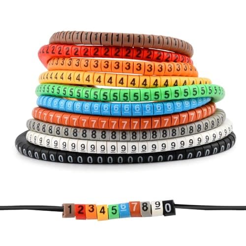 Image of 500 Pcs Cable Markers 0-9 Numbers, 10 Color-Coded Wire Labels, Durable Insulation Tags for Cable Identification