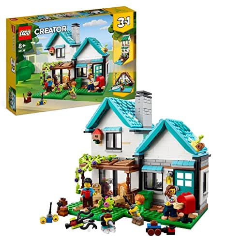 Image of LEGO 31139 Creator 3 in 1 Cosy House Toy Set, Model Building Kit with 3 Different Houses plus Family Minifigures and Accessories, Gift for Kids, Boys and Girls