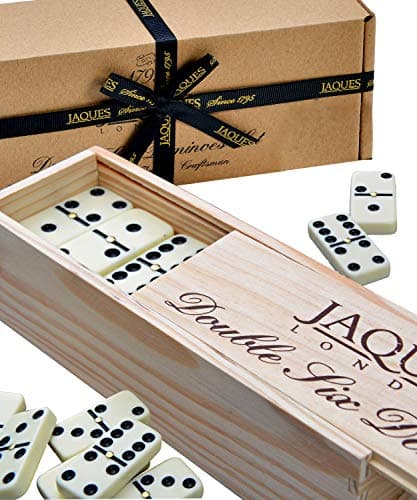 Image of Jaques of London Dominoes Set | Complete D6 Dominoes Game for Children & Adults | Dominos Set with Sliding Lid | Traditional Games | Since 1795